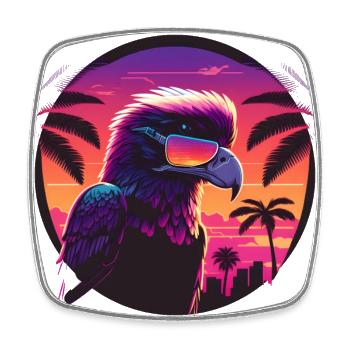 Synthwave eagle portant des lunettes de soleil - Magnet carré - blanc - Devant