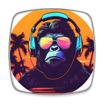 Synthwave DJ Gorilla - Magnet carré - blanc - Devant