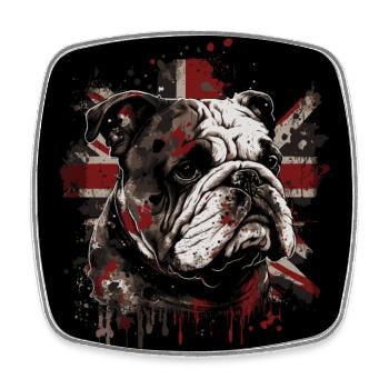Knurrige Englische Bulldogge - Viereckiger Kühlschrankmagnet - Weiß - Vorne