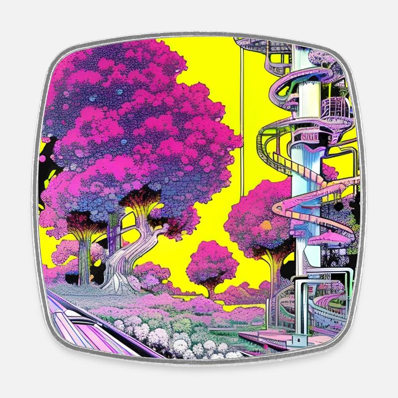 Blooming imagination - Square fridge magnet - white