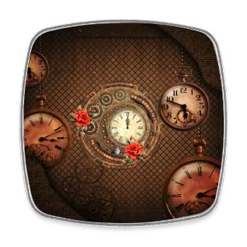 Wunderbare Steampunk-Uhr - Viereckiger Kühlschrankmagnet - Weiß - Vorne