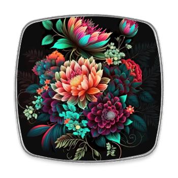 Botanicals Blumenmuster - Viereckiger Kühlschrankmagnet - Weiß - Vorne