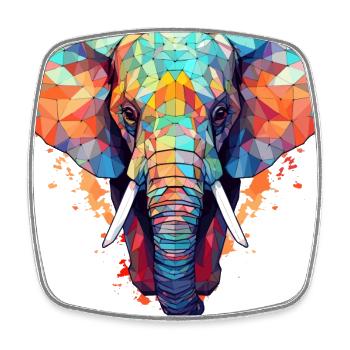 Origami coloré éléphant | Amoureux des éléphants - Magnet carré - blanc - Devant