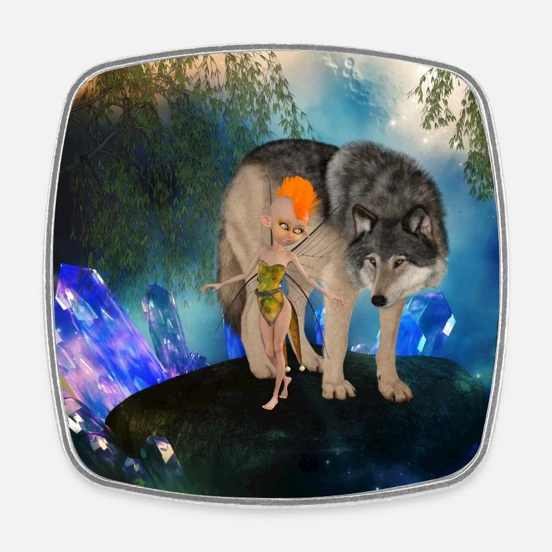 Deux amis improbables la fée et le loup - Magnet carré - blanc