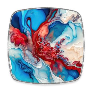 Red White And Blue Paint Swirl Pattern - Square fridge magnet - white - Front