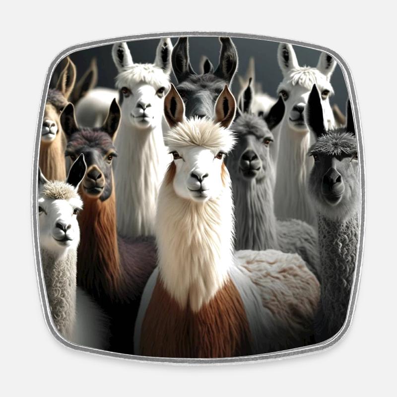 Lamas Muster - Viereckiger Kühlschrankmagnet - Weiß