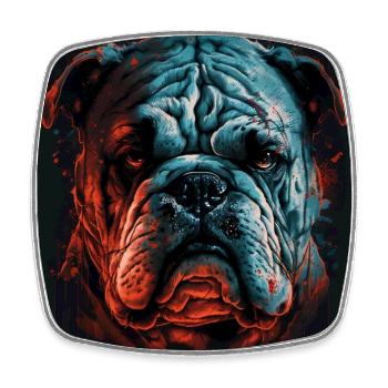 Mürrische Englische Bulldogge - Viereckiger Kühlschrankmagnet - Weiß - Vorne