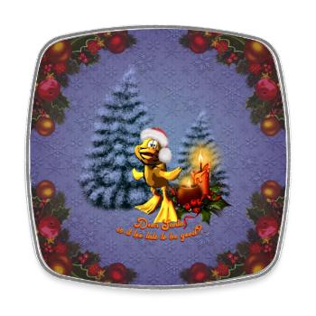 Drôle de canard avec chapeau de Noël - Magnet carré - blanc - Devant