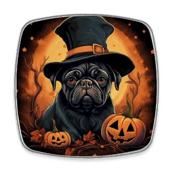 Cute Halloween Pug - Square fridge magnet - white - Front