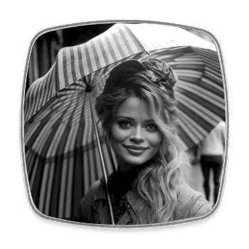 Photo NB woman 01 - Square fridge magnet - white - Front
