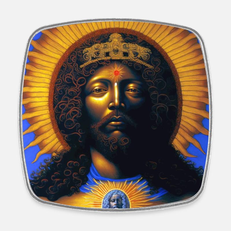 Black Jesus 03 - Square fridge magnet - white