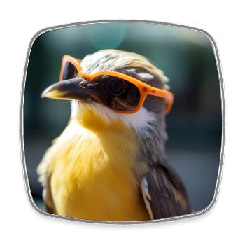 Vogel mit Orangen Sonnenbrillen - Viereckiger Kühlschrankmagnet - Weiß - Vorne