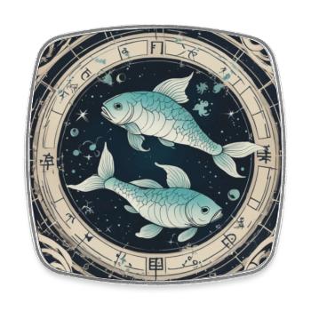 Zodiac Pisces - Square fridge magnet - white - Front
