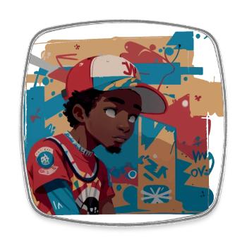 Black Kid in front of Graffiti Wall - Square fridge magnet - white - Front