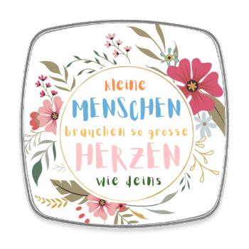 Kleine Menschen brauchen so große Herzen wie deins - Viereckiger Kühlschrankmagnet - Weiß - Vorne