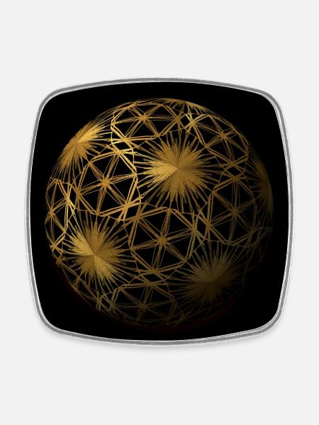 Goldenes geometrisches Leuchten - Viereckiger Kühlschrankmagnet - Weiß