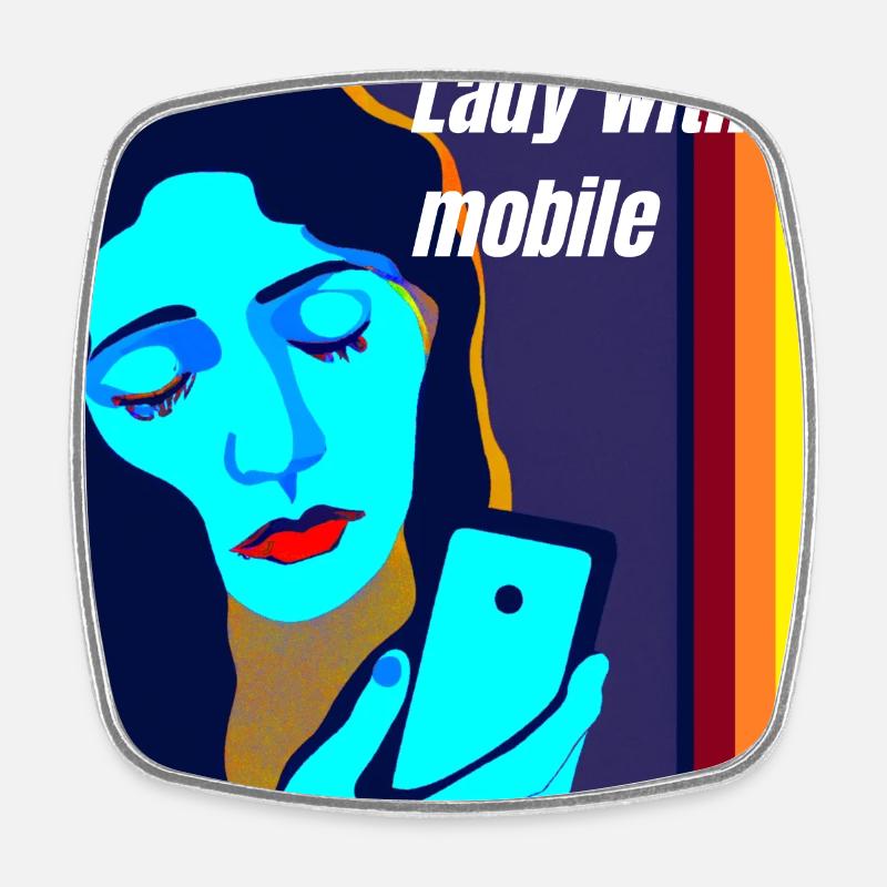 Madonna with mobile phone - Square fridge magnet - white