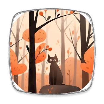 Katze im Herbst im Wald - Viereckiger Kühlschrankmagnet - Weiß - Vorne