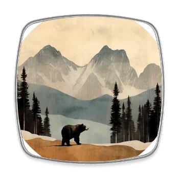 Bear in the mountains - Square fridge magnet - white - Front