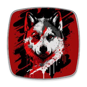 Chien Husky - Magnet carré - blanc - Devant