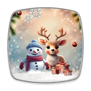 How sweet this little reindeer is - Square fridge magnet - white - Front
