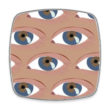 Eyes lined up - Square fridge magnet - white - Front