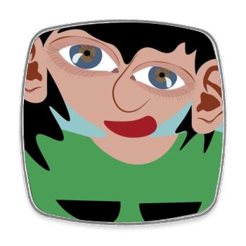 Dunkelhaarige Frau - Viereckiger Kühlschrankmagnet - Weiß - Vorne