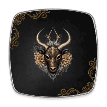 Elegant black gold reindeer - Square fridge magnet - white - Front