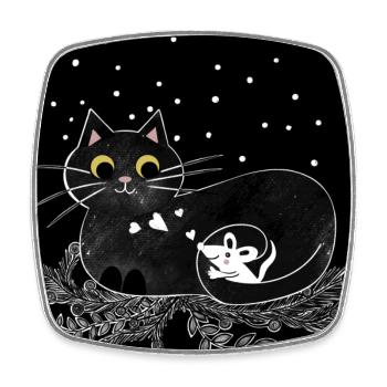 Beste Freunde Katze & Maus - Viereckiger Kühlschrankmagnet - Weiß - Vorne