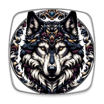loup majestueux avec cadre - Magnet carré - blanc - Devant