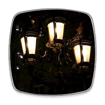 Historische Straßenlaternen Lichtspiel - Viereckiger Kühlschrankmagnet - Weiß - Vorne