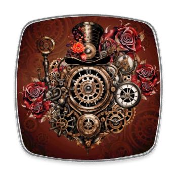 Wunderbares Steampunk-Design - Viereckiger Kühlschrankmagnet - Weiß - Vorne
