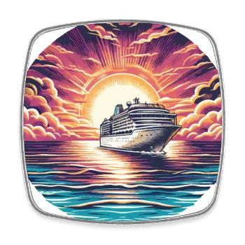Croisière vers le coucher du soleil - Magnet carré - blanc - Devant