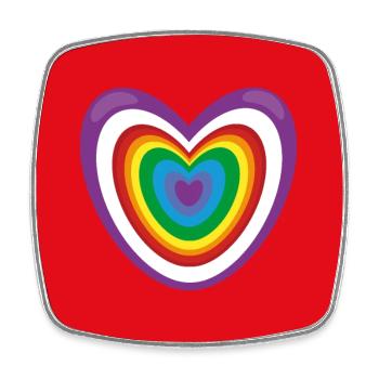 Herz und noch mal Herz mit Regenbogen. - Viereckiger Kühlschrankmagnet - Weiß - Vorne