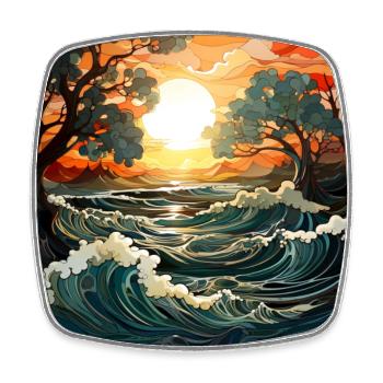 Ocean at sunset - Square fridge magnet - white - Front