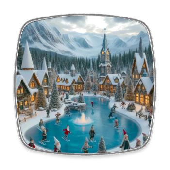 Scandinavian Christmas Village - Square fridge magnet - white - Front