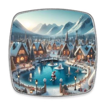 Scandinavian Christmas Village - Square fridge magnet - white - Front