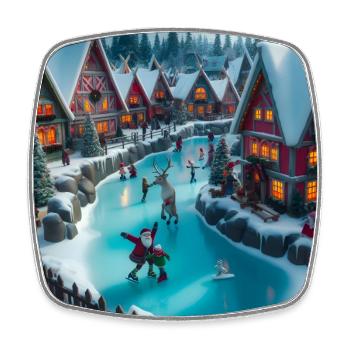 Scandinavian Christmas Village - Square fridge magnet - white - Front