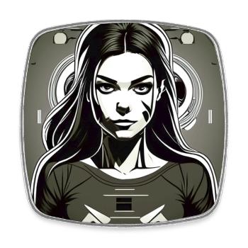 Cyber Girl in futuristic Manga Comic Style - Viereckiger Kühlschrankmagnet - Weiß - Vorne