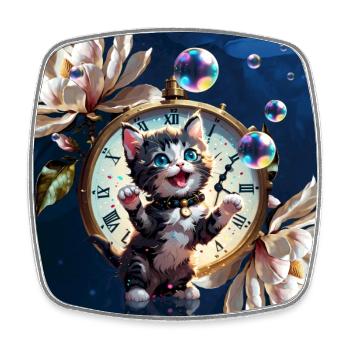 Bonne année, je vous souhaite le chaton mignon. - Magnet carré - blanc - Devant