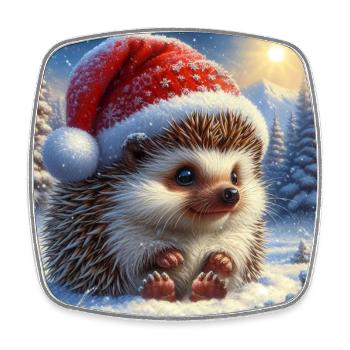 Weihnachts-Igel - Viereckiger Kühlschrankmagnet - Weiß - Vorne