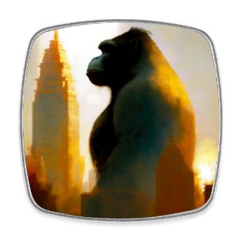 Gorilla 02 - Square fridge magnet - white - Front