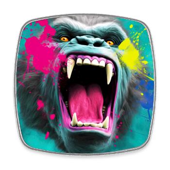 Gorilla 04 - Square fridge magnet - white - Front