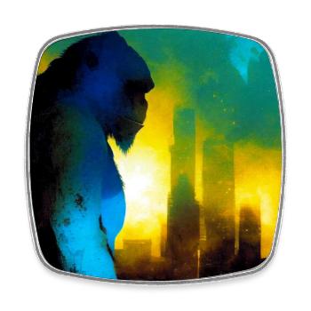Gorilla 01 - Square fridge magnet - white - Front