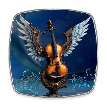 Wonderful elegant violin with wings. - Square fridge magnet - white - Front