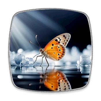 Schmetterling - Viereckiger Kühlschrankmagnet - Weiß - Vorne