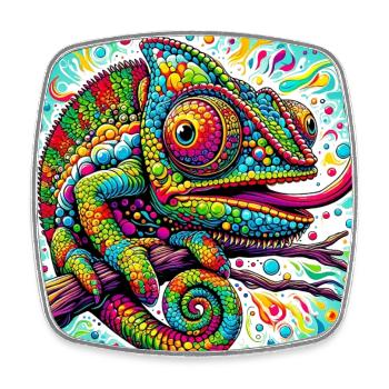 Chameleon - Square fridge magnet - white - Front