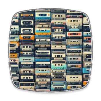 Kassette - Viereckiger Kühlschrankmagnet - Weiß - Vorne