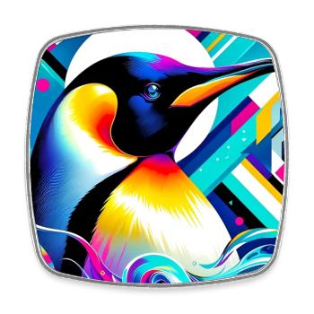 Pinguin - Viereckiger Kühlschrankmagnet - Weiß - Vorne