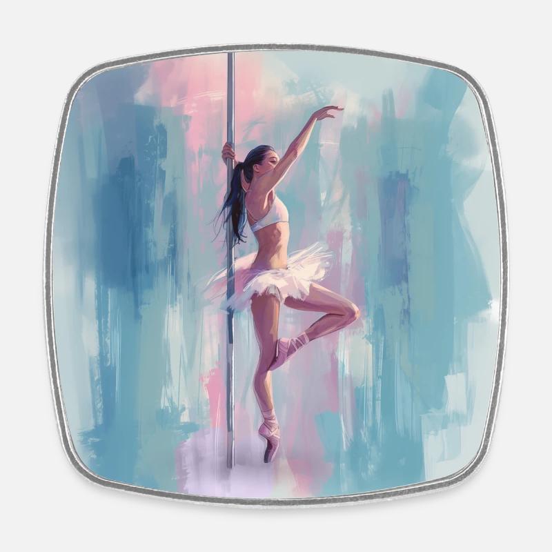 Guache Pole Pirouette - Viereckiger Kühlschrankmagnet - Weiß